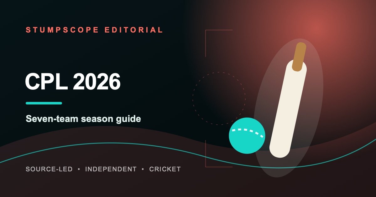 Illustrated CPL 2026 season guide cover with a cricket bat and ball Illustrated CPL 2026 season guide cover with a cricket bat and ball