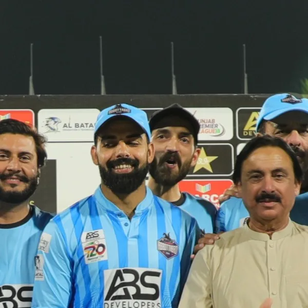 Afaq Ahmed portrait in Abbottabad Region team shirt