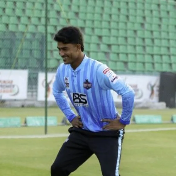 Maaz Sadaqat portrait in Abbottabad Region warm-up shirt