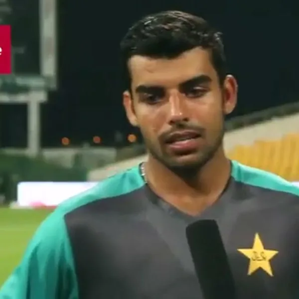 Shadab Khan portrait in Pakistan national team training shirt