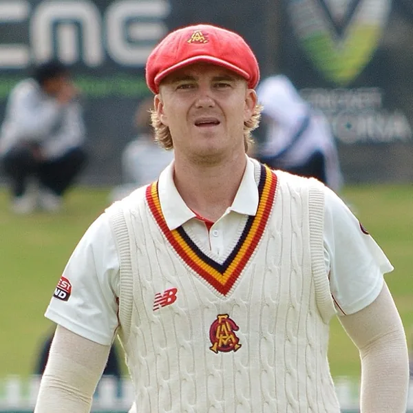 Henry Thornton portrait in South Australia Sheffield Shield match shirt and sweater