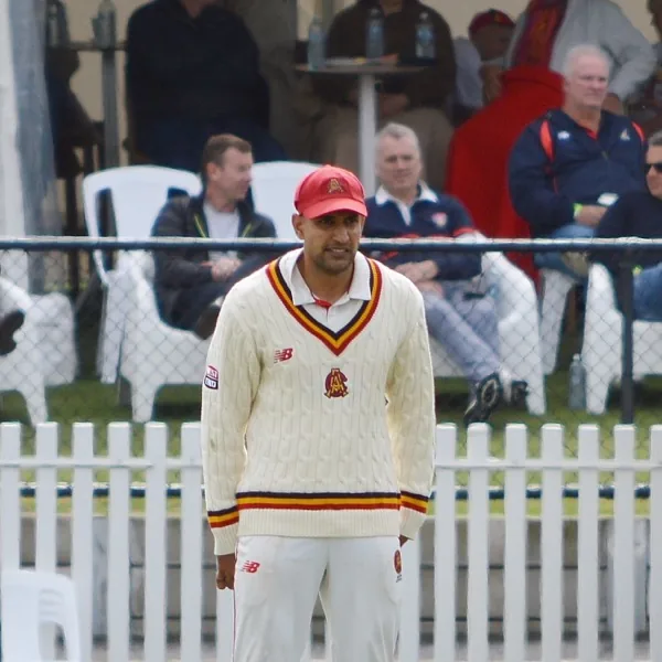 Jason Sangha portrait in South Australia Sheffield Shield match shirt