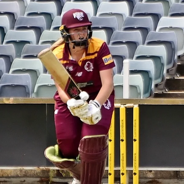 Ellie Johnston portrait in Queensland Fire WNCL match shirt