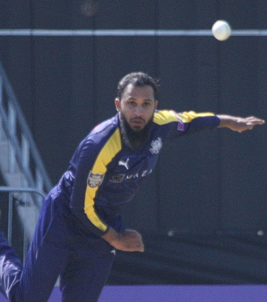 Adil Rashid bowling leg spin for Yorkshire in 2019