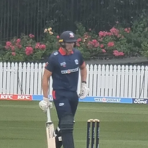 Bevon Jacobs portrait in Auckland Aces 2025 match shirt