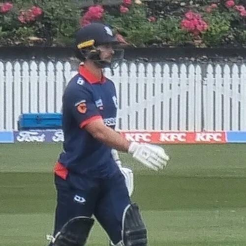Cam Fletcher portrait in Auckland Aces 2025 match shirt