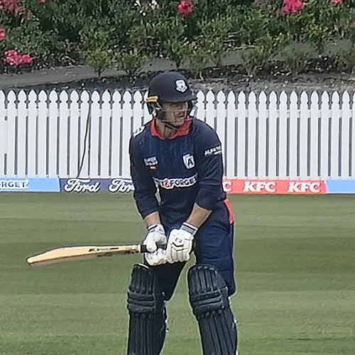 Dale Phillips portrait in Auckland Aces 2025 match shirt