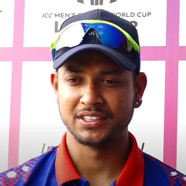 Sandeep Lamichhane portrait in Nepal national team 2023 playing shirt