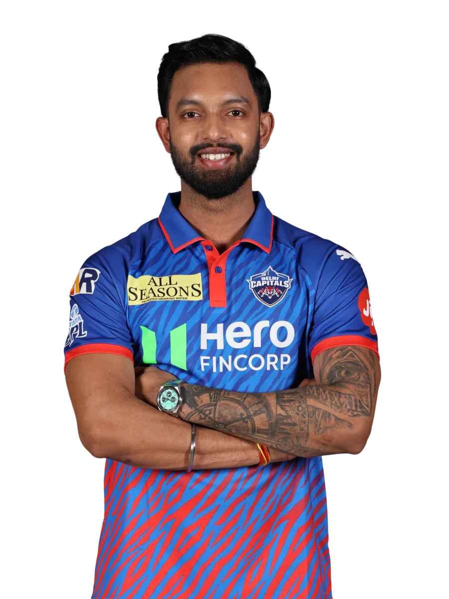 Ajay Mandal portrait in Official Delhi Capitals current squad shirt
