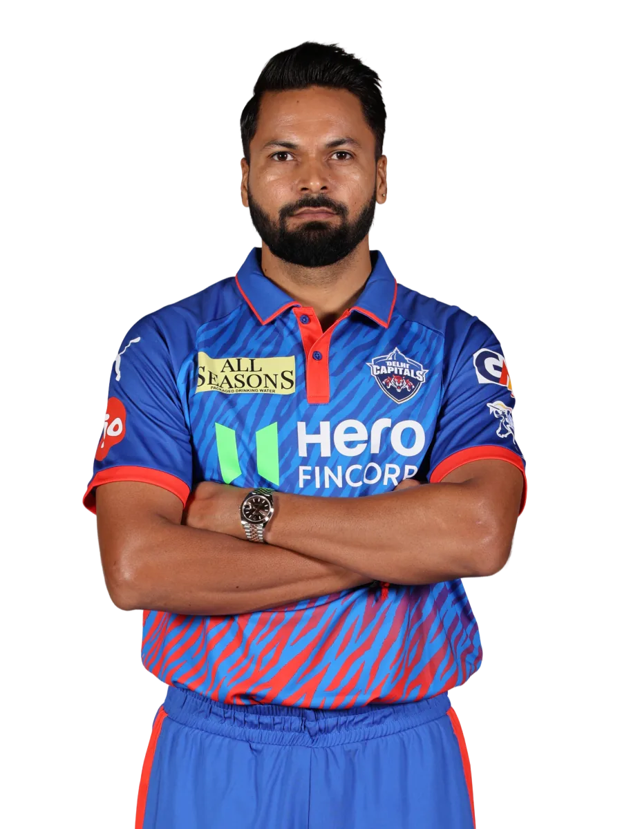Mukesh Kumar portrait in Official Delhi Capitals current squad shirt