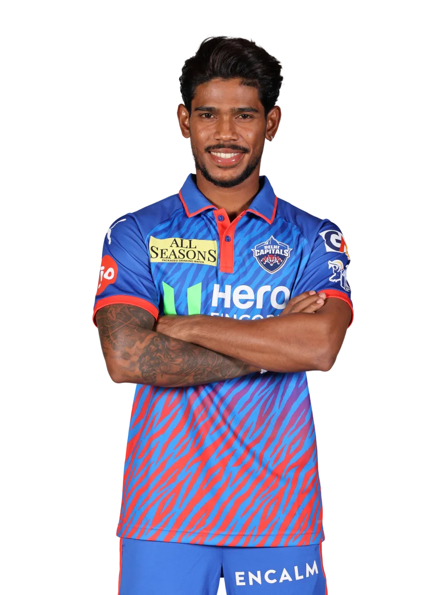 Pathum Nissanka portrait in Official Delhi Capitals current squad shirt