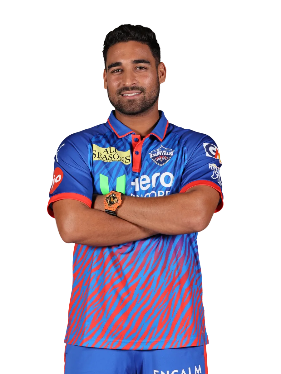 Vipraj Nigam portrait in Official Delhi Capitals current squad shirt