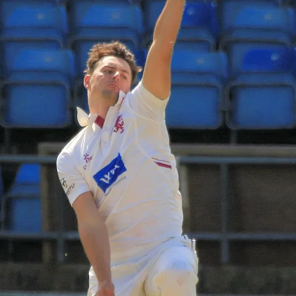 Ned Leonard portrait in Somerset County Championship playing shirt