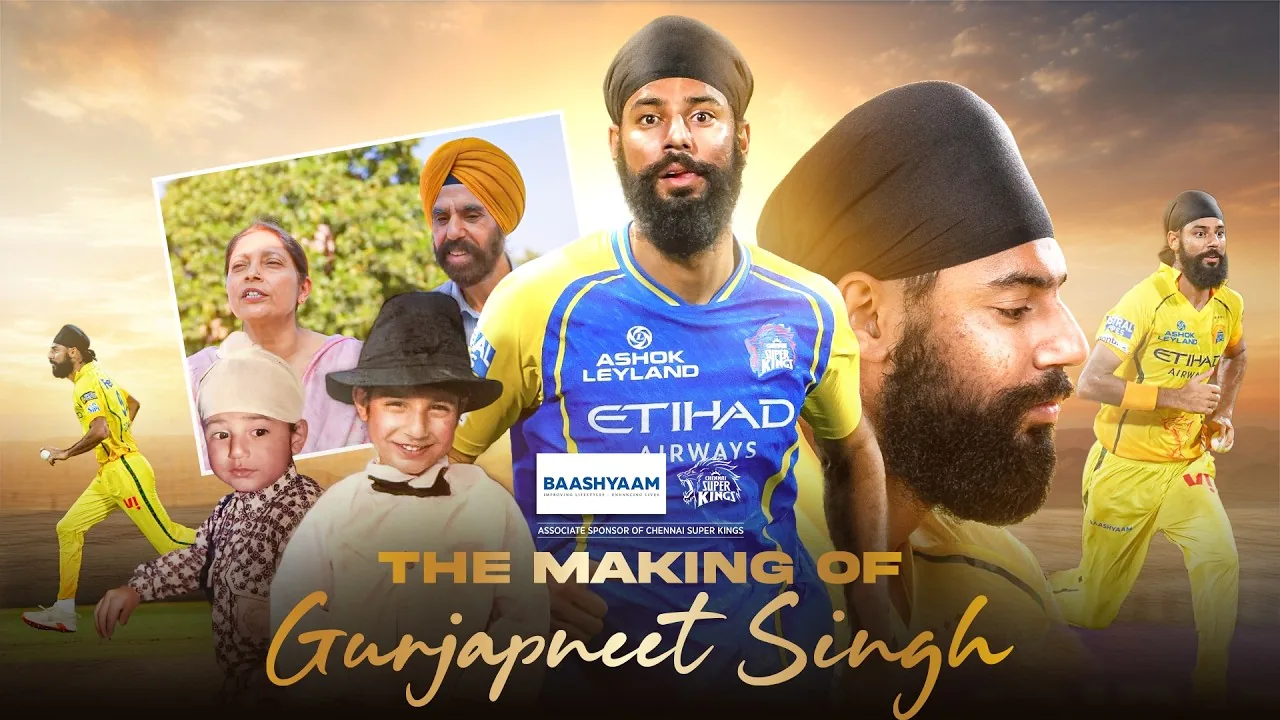 Gurjapneet Singh portrait in Official Chennai Super Kings playing shirt