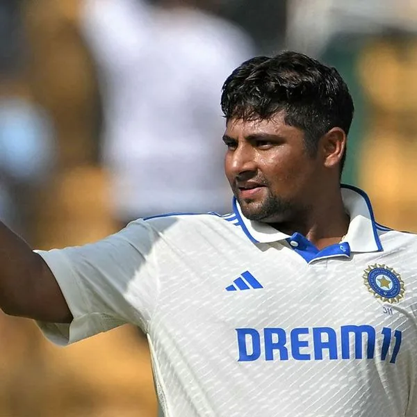 Sarfaraz Khan portrait in Official India Test playing shirt