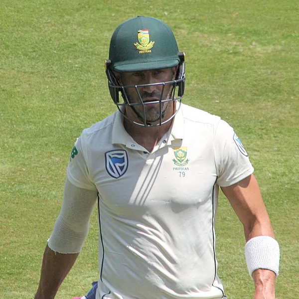Faf du Plessis portrait in South Africa national team Test shirt and helmet