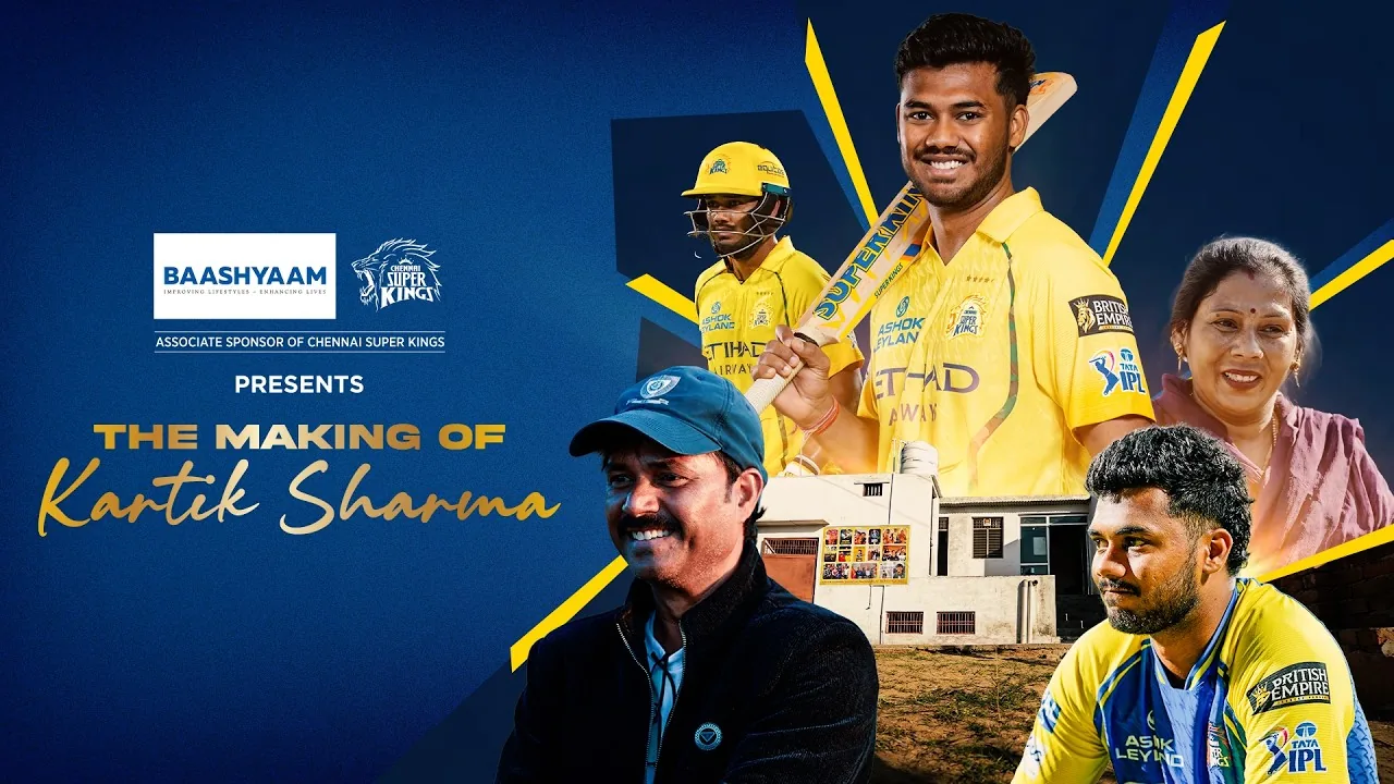 Kartik Sharma portrait in Official Chennai Super Kings playing shirt