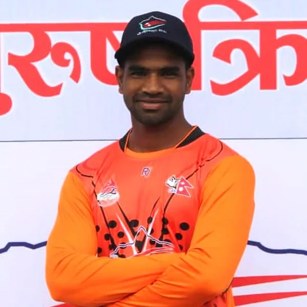 Mohammad Aadil Alam portrait in Madhesh Province cricket team shirt