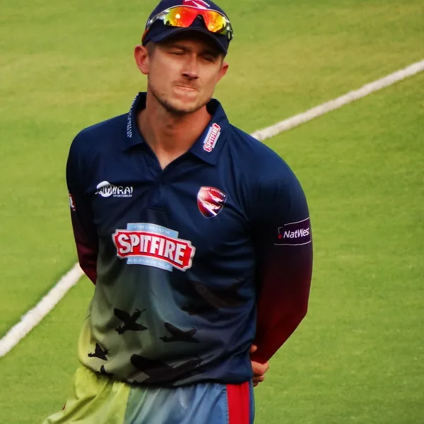Joe Denly portrait in Kent Spitfires one-day playing shirt