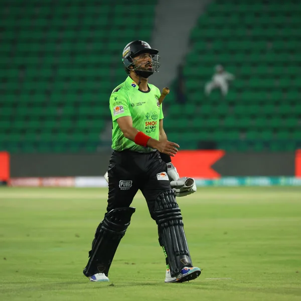 Haseebullah Khan portrait in Lahore Qalandars 2026 HBL PSL green match shirt