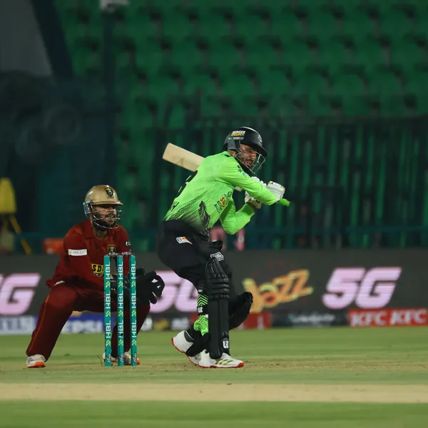 Parvez Hossain Emon portrait in Lahore Qalandars 2026 HBL PSL green match shirt