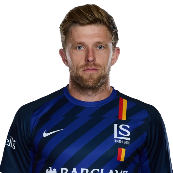 David Willey portrait in Official London Spirit 2026 squad shirt