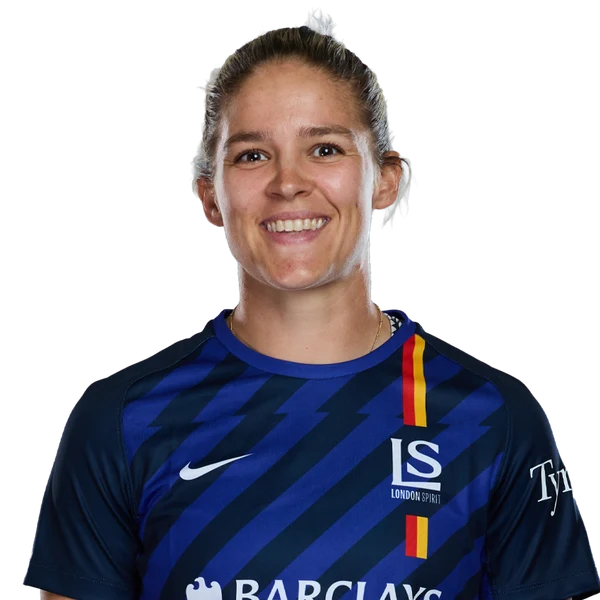 Lucy Higham portrait in Official London Spirit 2026 squad shirt