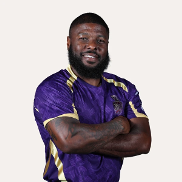 Jahmar Hamilton portrait in Official Los Angeles Knight Riders 2026 squad shirt Jahmar Hamilton portrait in Official Los Angeles Knight Riders 2026 squad shirt