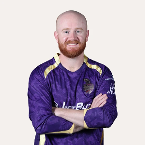Lloyd Pope wearing a Los Angeles Knight Riders cricket shirt Lloyd Pope wearing a Los Angeles Knight Riders cricket shirt