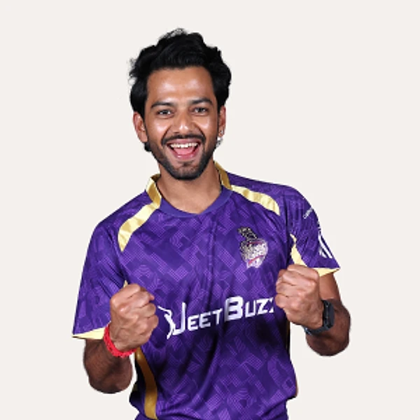 Unmukt Chand portrait in Official Los Angeles Knight Riders 2026 squad shirt