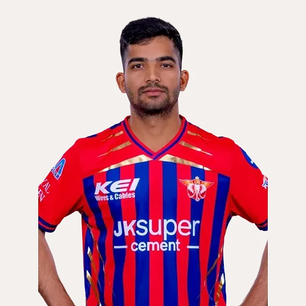 Akshat Raghuwanshi portrait in Official Lucknow Super Giants squad shirt