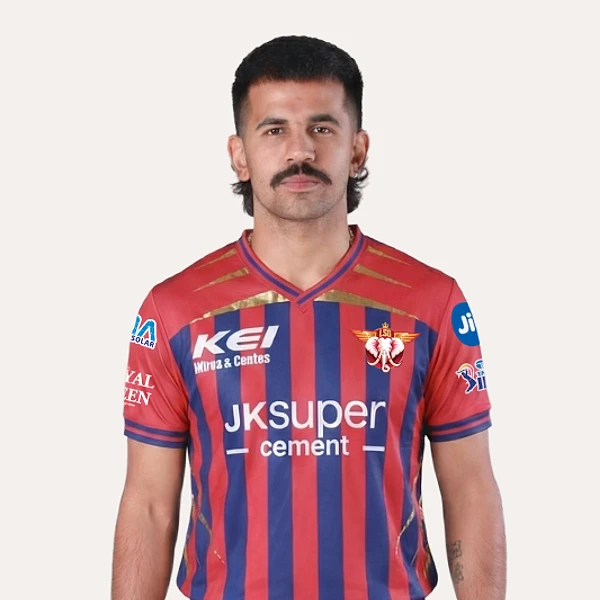 Himmat Singh portrait in Official Lucknow Super Giants squad shirt
