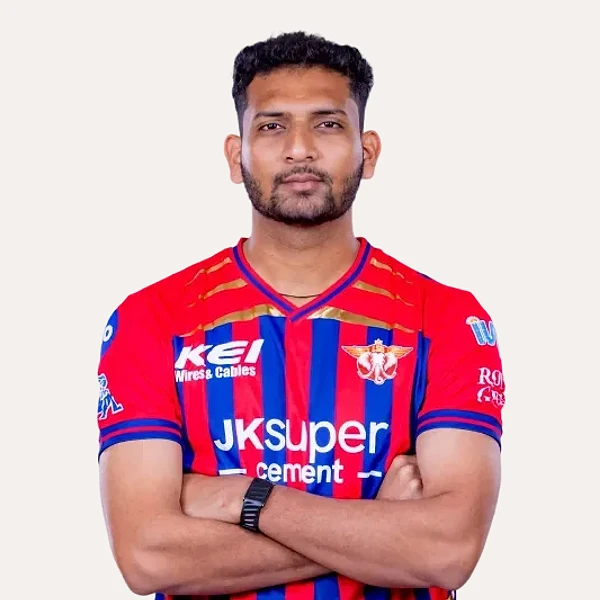 Mohsin Khan portrait in Official Lucknow Super Giants squad shirt