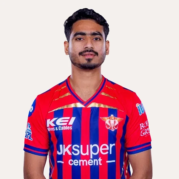 Naman Tiwari portrait in Official Lucknow Super Giants squad shirt