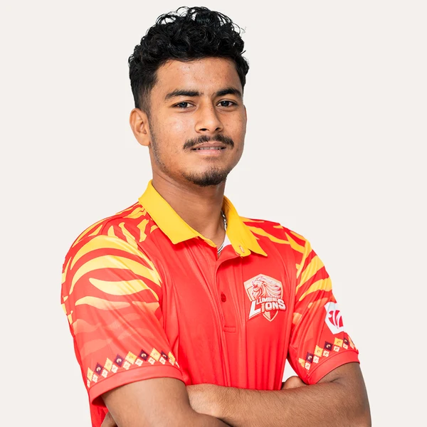 Abhishesh Gautam portrait in Official Lumbini Lions 2025 squad shirt