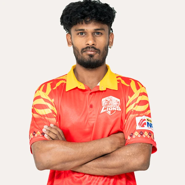 Bishal Patel portrait in Official Lumbini Lions 2025 squad shirt