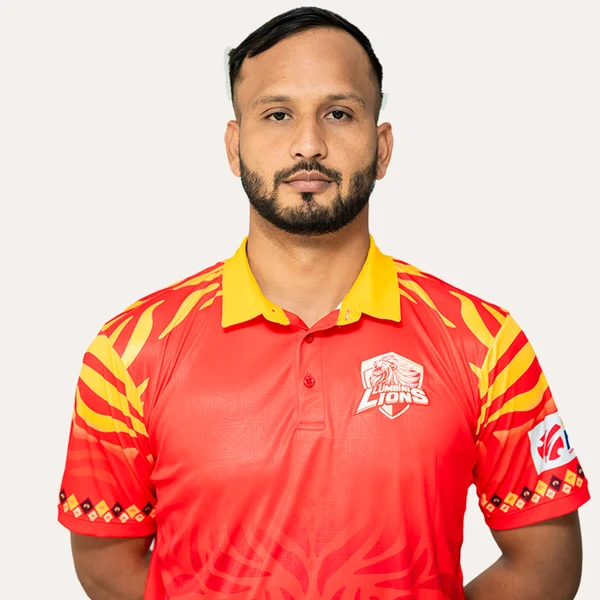 Dilip Nath portrait in Official Lumbini Lions 2025 squad shirt