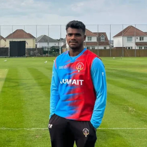 Mohammed Shafeeq portrait in Official Kuwait playing shirt