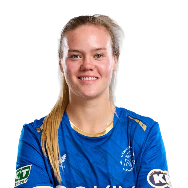 Alexa Stonehouse portrait in Official MI London 2026 squad shirt