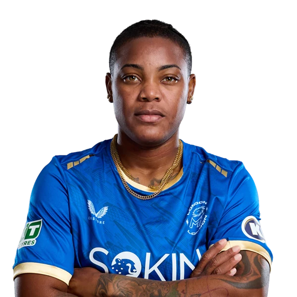 Chinelle Henry portrait in Official MI London 2026 squad shirt