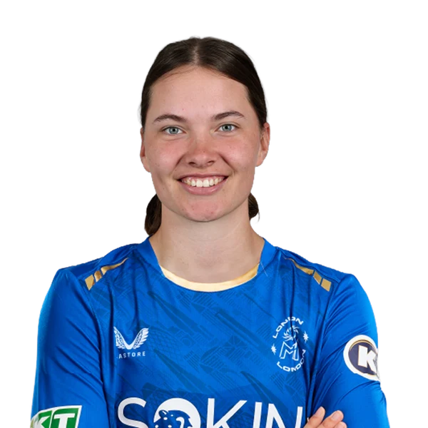 Francesca Sweet portrait in Official MI London 2026 squad shirt