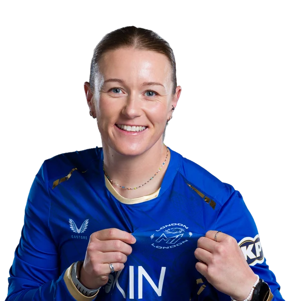Hollie Armitage portrait in Official MI London 2026 squad shirt