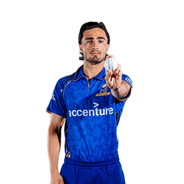 Faisal Khan Ahmadzai portrait in Official MI New York 2026 squad shirt