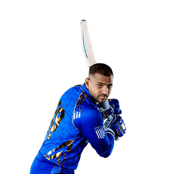 Nicholas Pooran portrait in Official MI New York 2026 squad shirt