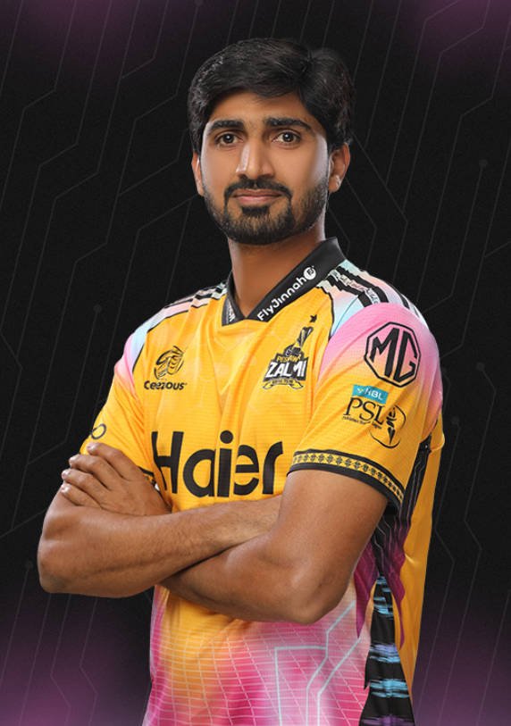 Mohammad Basit portrait in Peshawar Zalmi 2026 shirt