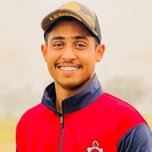 Sharoon Siraj portrait in Punjab domestic team presentation jacket