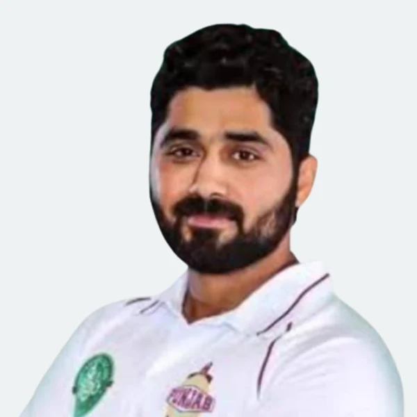 Zain Abbas portrait in Official Punjab domestic cricket shirt