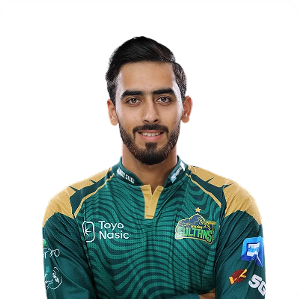 Arafat Minhas portrait in Official Multan Sultans HBL PSL 11 squad shirt