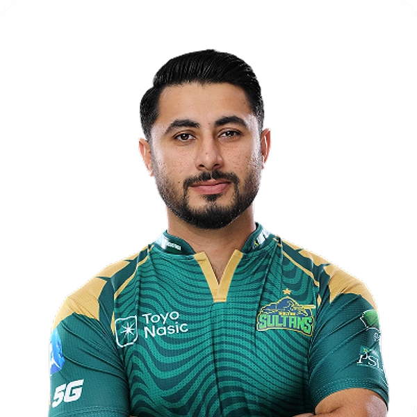 Atizaz Habib Khan portrait in Official Multan Sultans HBL PSL 11 squad shirt