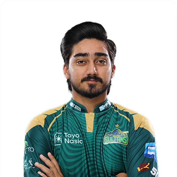 Faisal Akram portrait in Official Multan Sultans HBL PSL 11 squad shirt